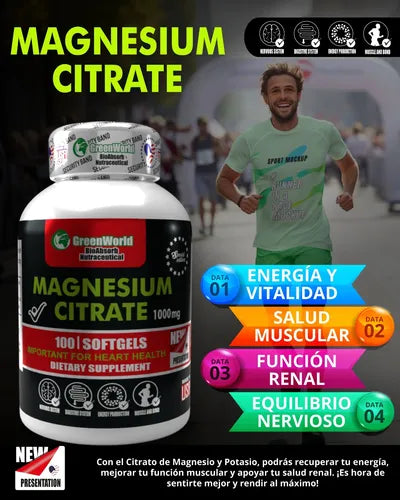 CITRATO DE MAGNESIO GREENWORLD X 3 UND